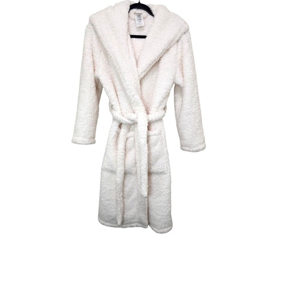 Pottery Barn Other - Pottery Barn Teen Teddy Bear Ivory Hooded Sherpa Belted Bathrobe Pockets Size S